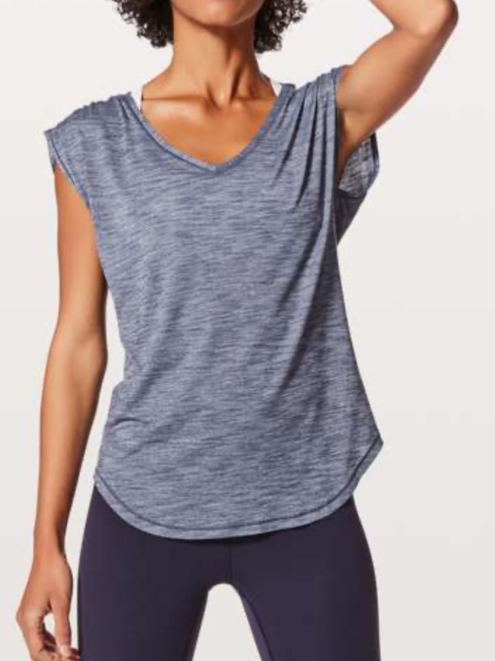 Lululemon Sweat Times Heathered Blue Short Sleeve Tee Size 6